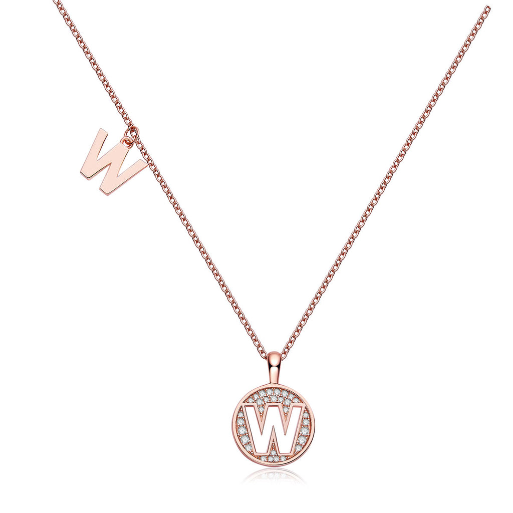 Letter Pendant Necklace - W