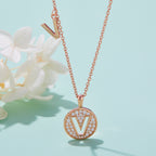 Letter Pendant Necklace - V
