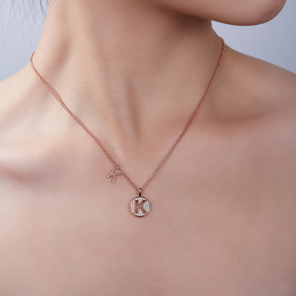 Letter Pendant Necklace - K