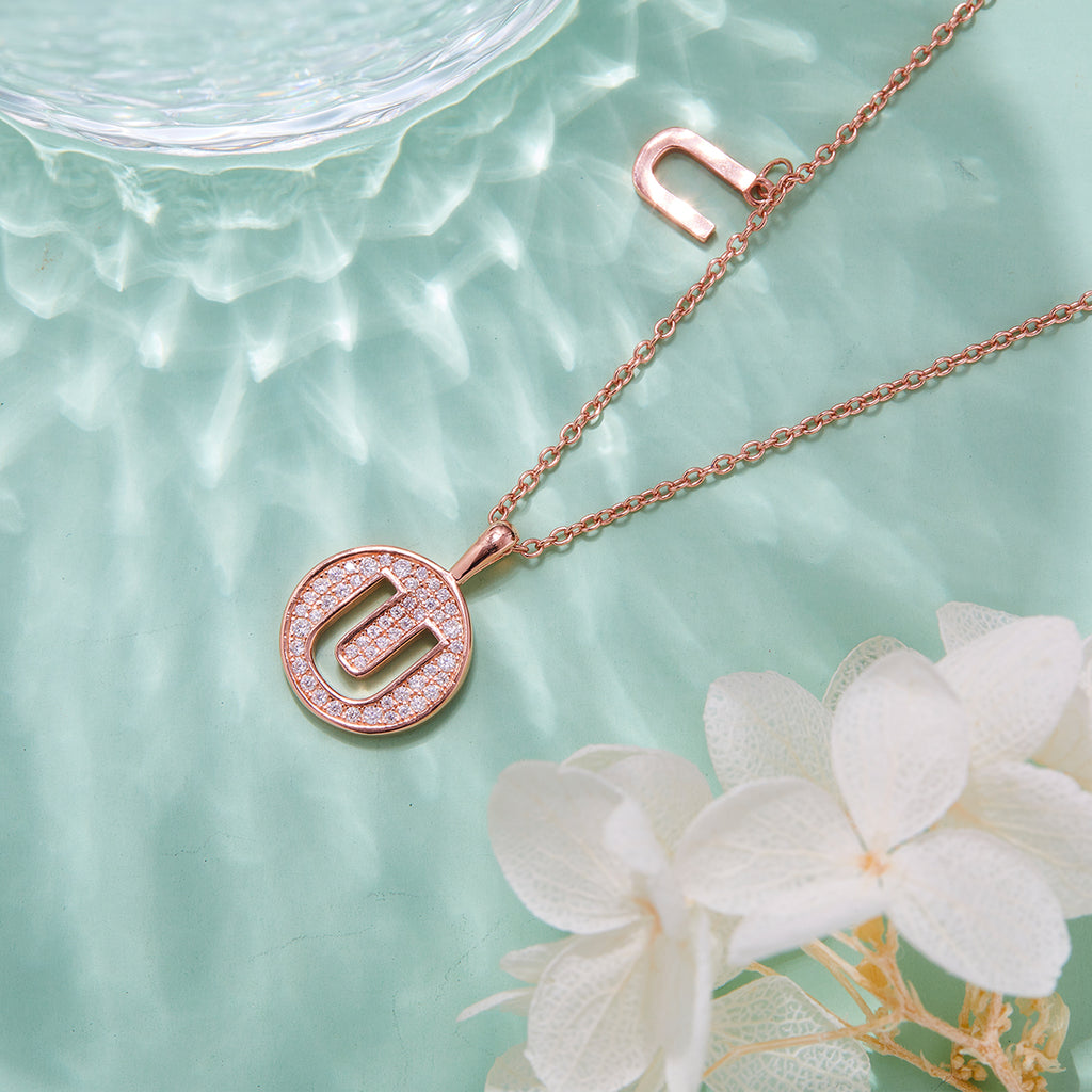 Letter Pendant Necklace - U