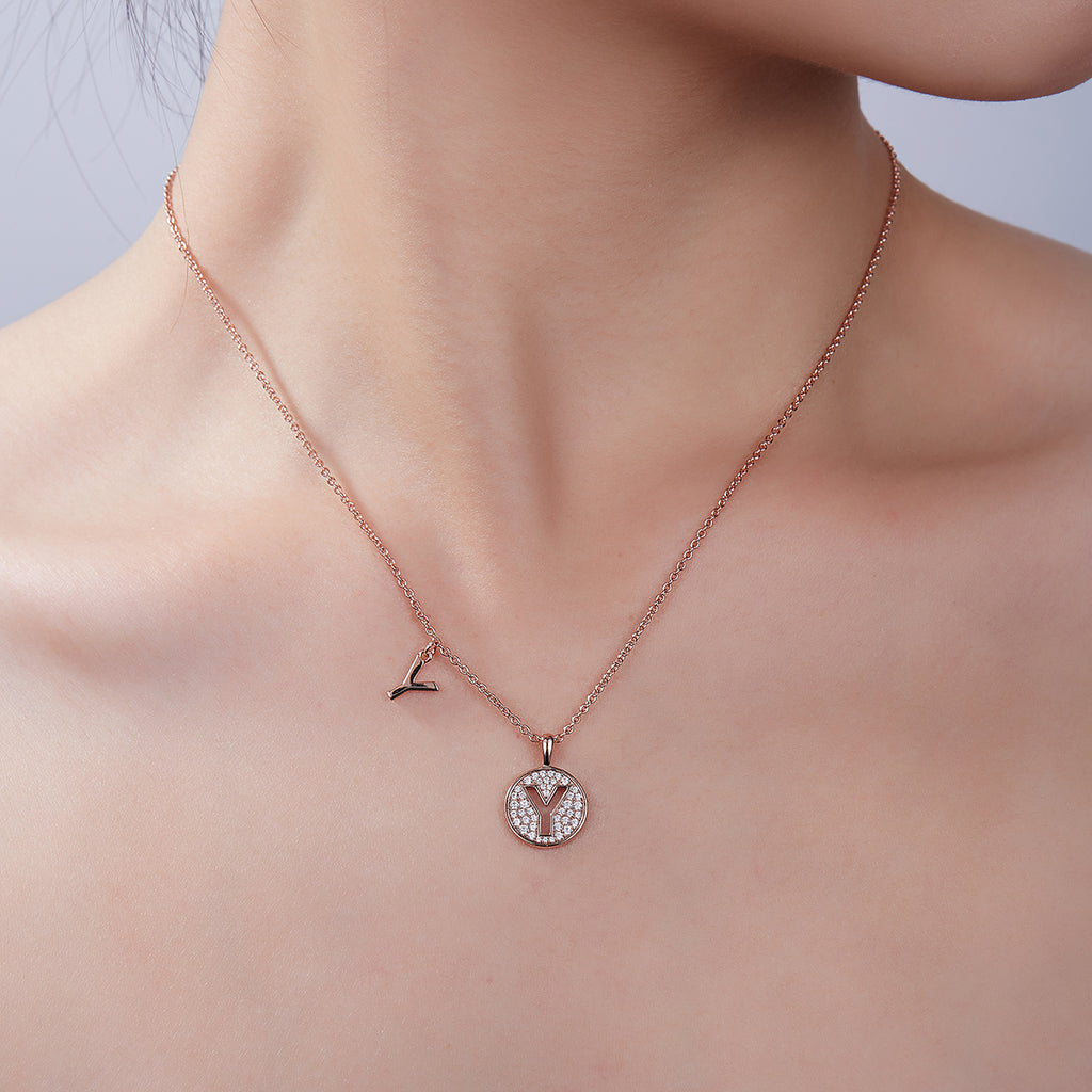 Letter Pendant Necklace - Y