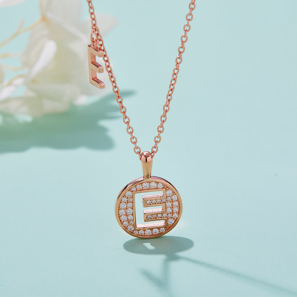 Letter Pendant Necklace - E