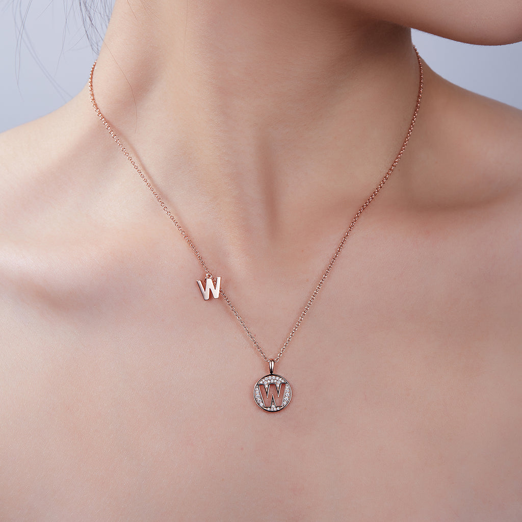 Letter Pendant Necklace - W