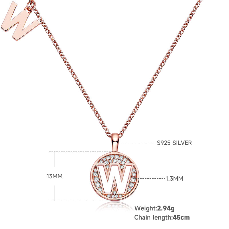Letter Pendant Necklace - W