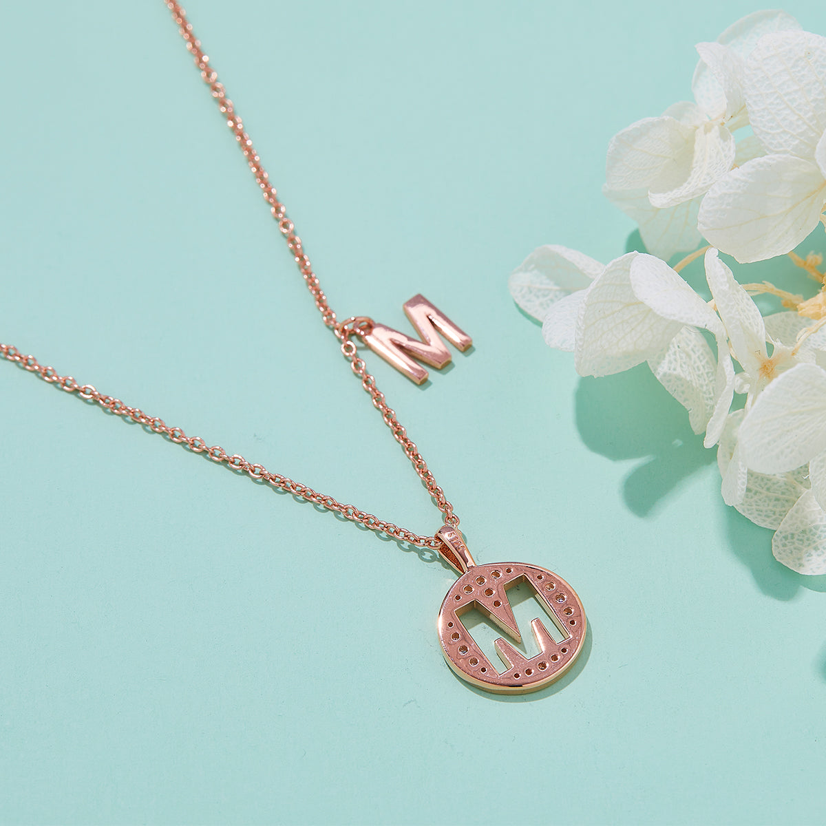 Letter Pendant Necklace - M