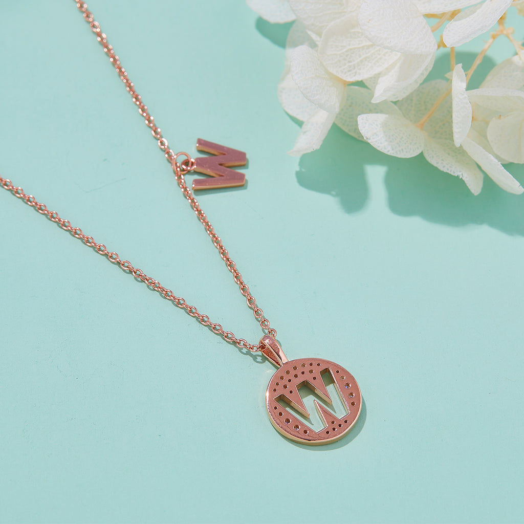 Letter Pendant Necklace - W