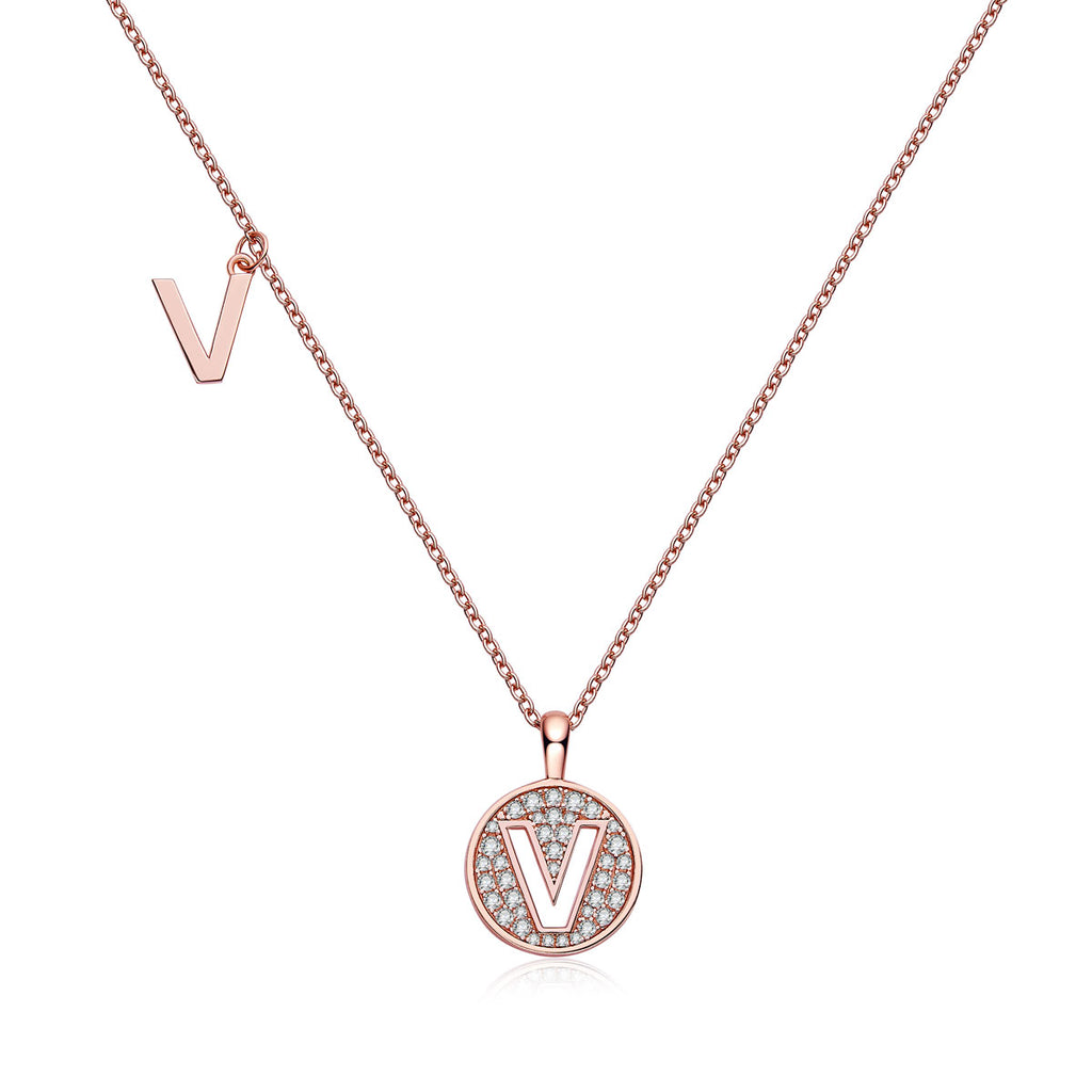 Letter Pendant Necklace - V