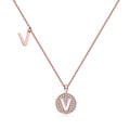 Letter Pendant Necklace - V
