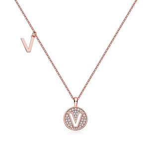 Letter Pendant Necklace - V