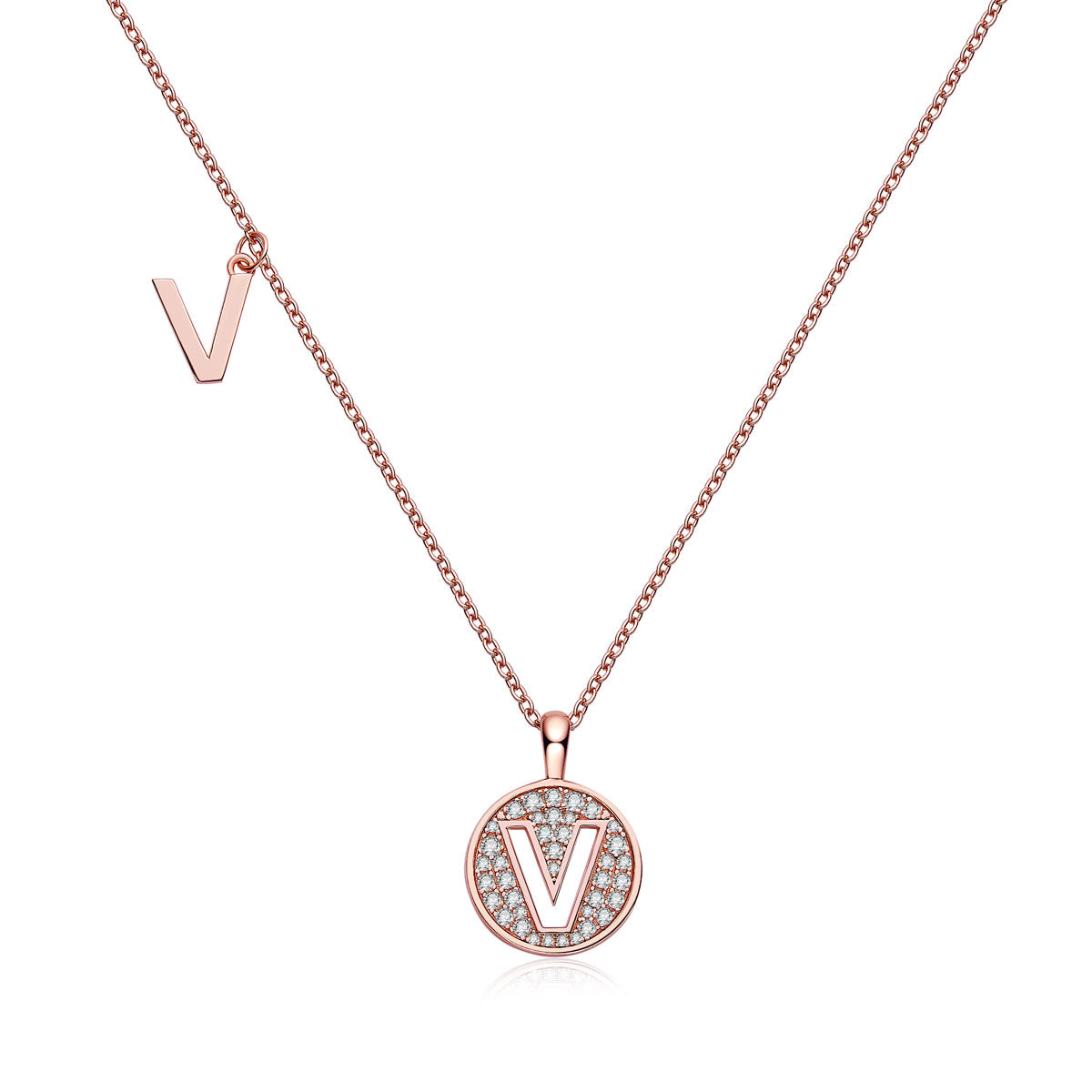 Letter Pendant Necklace - V