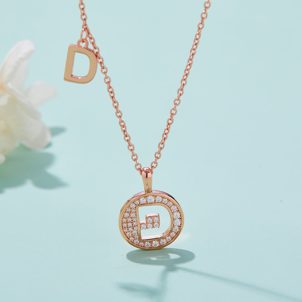 Letter Pendant Necklace - D