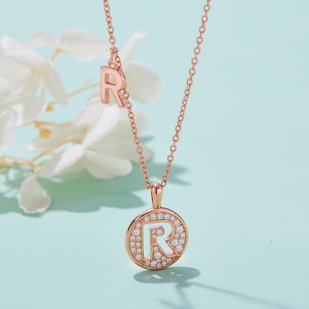 Letter Pendant Necklace - R
