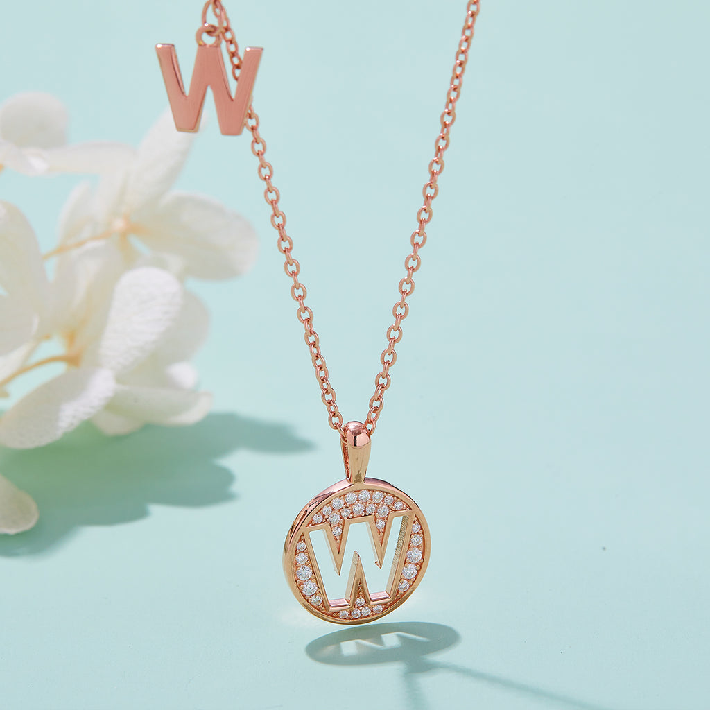 Letter Pendant Necklace - W