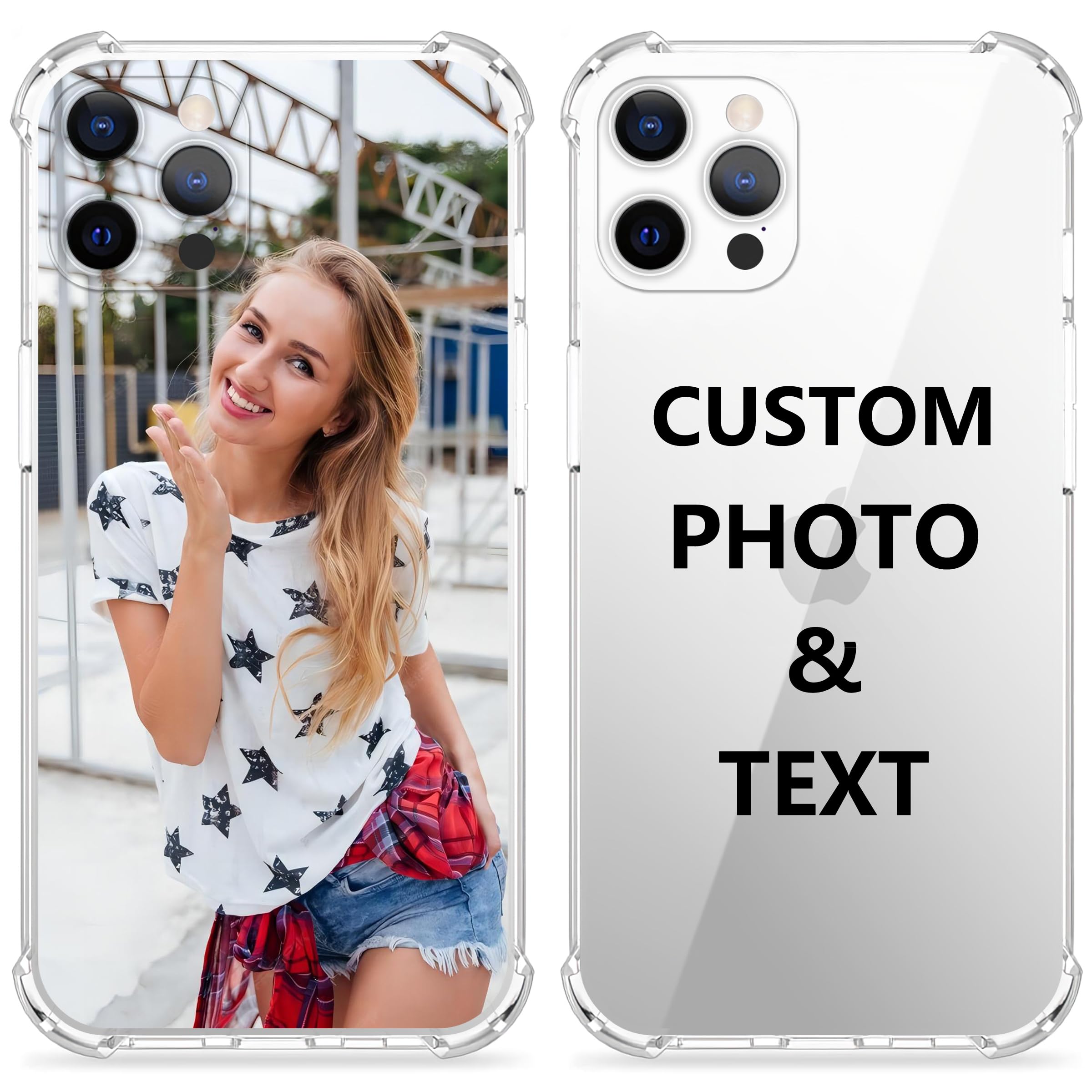 Custom Photo Case For iPhone 17 16 15 14 13 12 11 Pro Max Plus XR X 8 Soft Clear TPU With Four Corner Airbags
