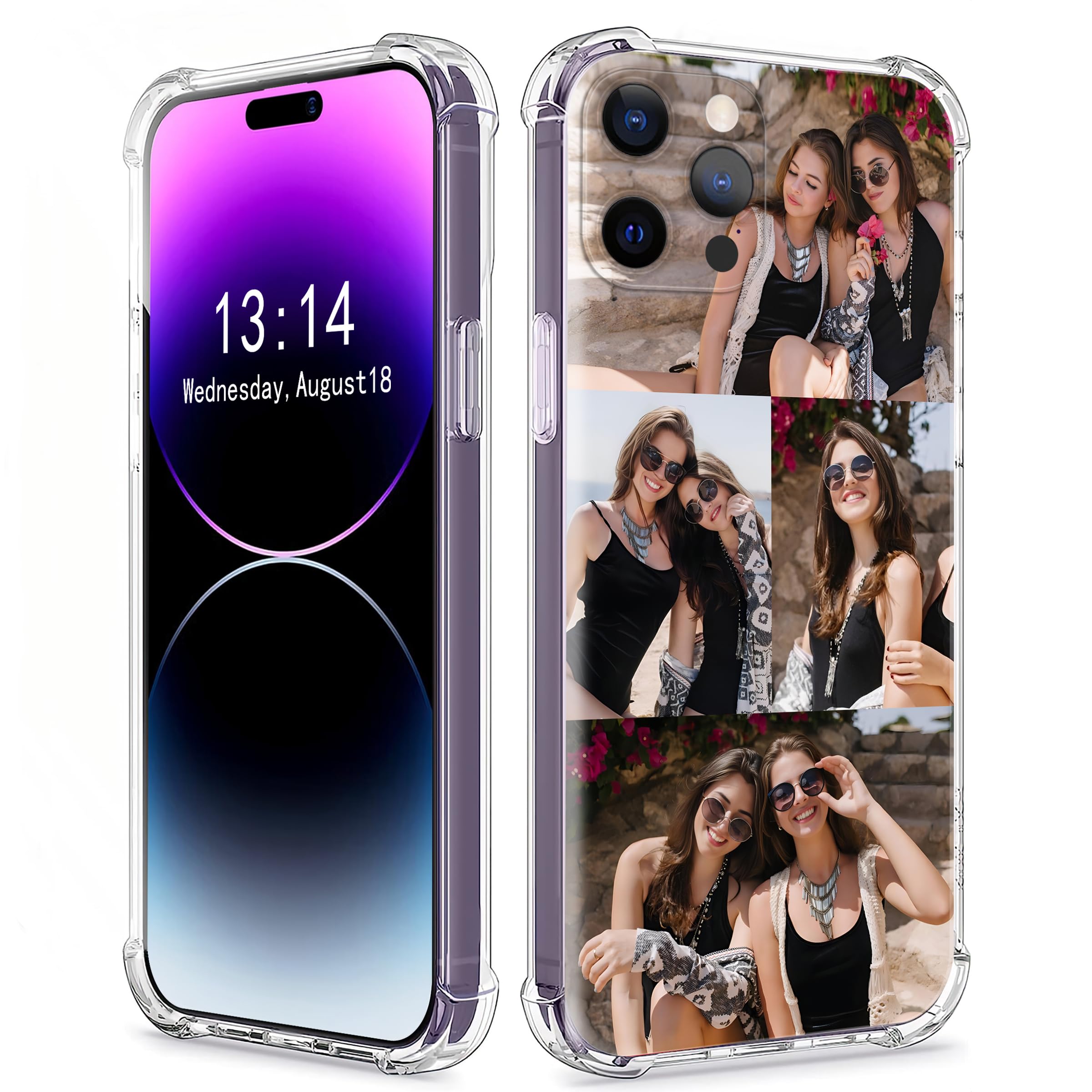 Custom Photo Case For iPhone 17 16 15 14 13 12 11 Pro Max Plus XR X 8 Soft Clear TPU With Four Corner Airbags
