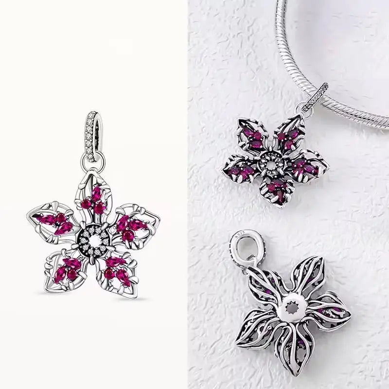 925 Silver Monster Pendant Glow In The Dark Red Heart Beads Bracelet